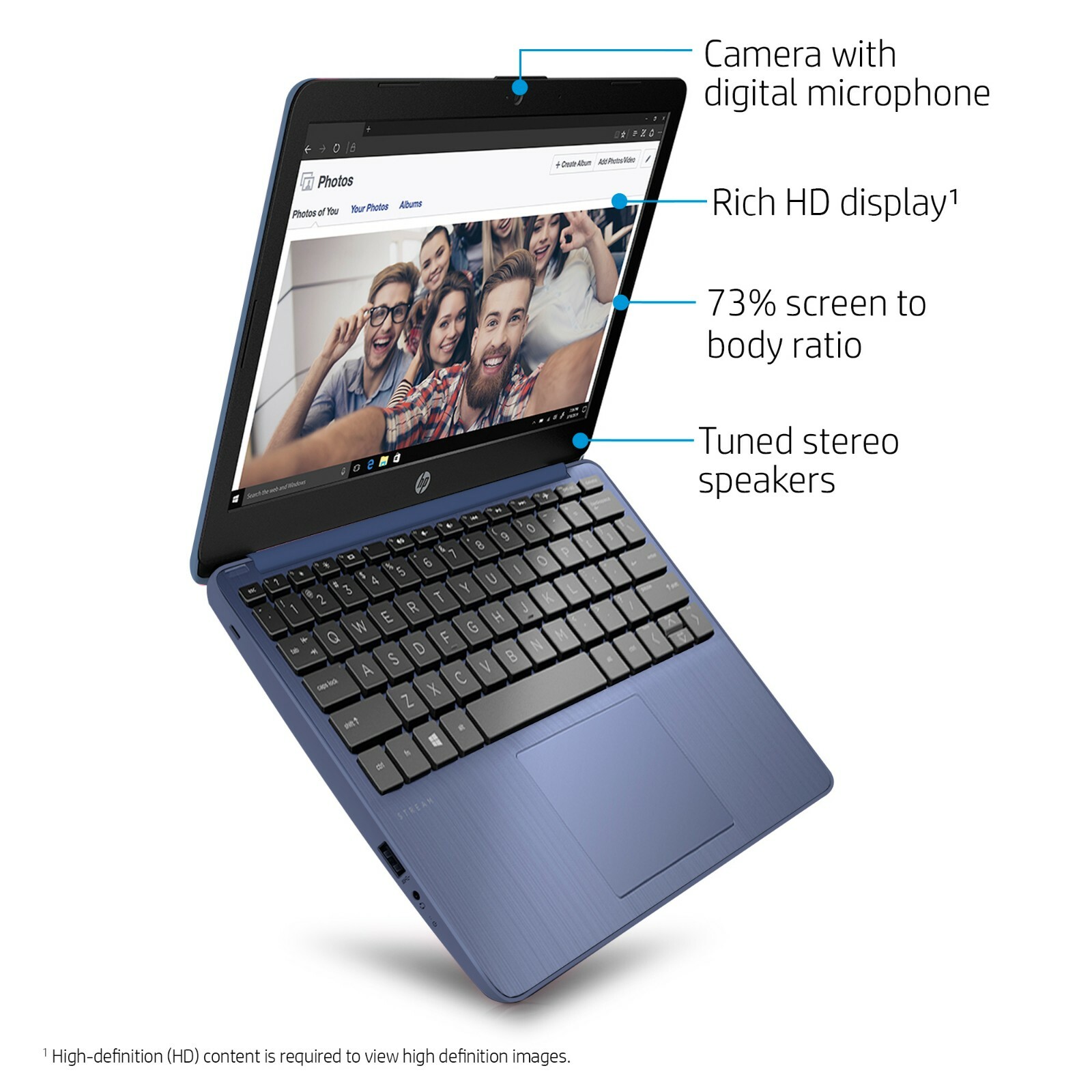 HP Stream 11.6″Celeron, 4GB RAM, 64GB, Windows 10 11- Royal Blue/ Free Shipping