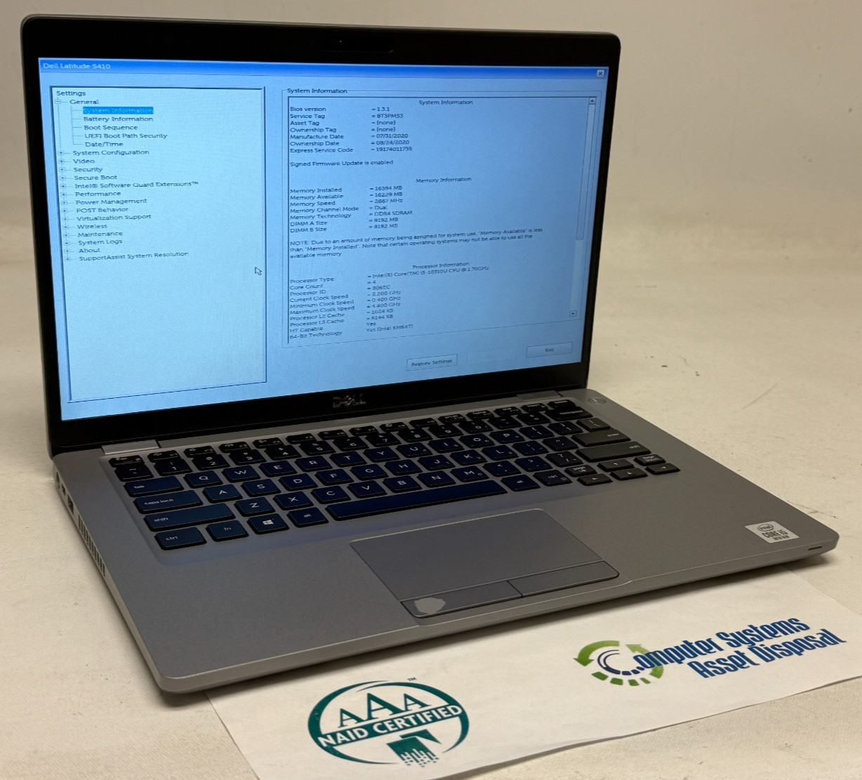 Dell Latitude 5410 14″ (i5-10310u 1.70GHz – 16GB RAM – 256GB SSD – Win11Home)
