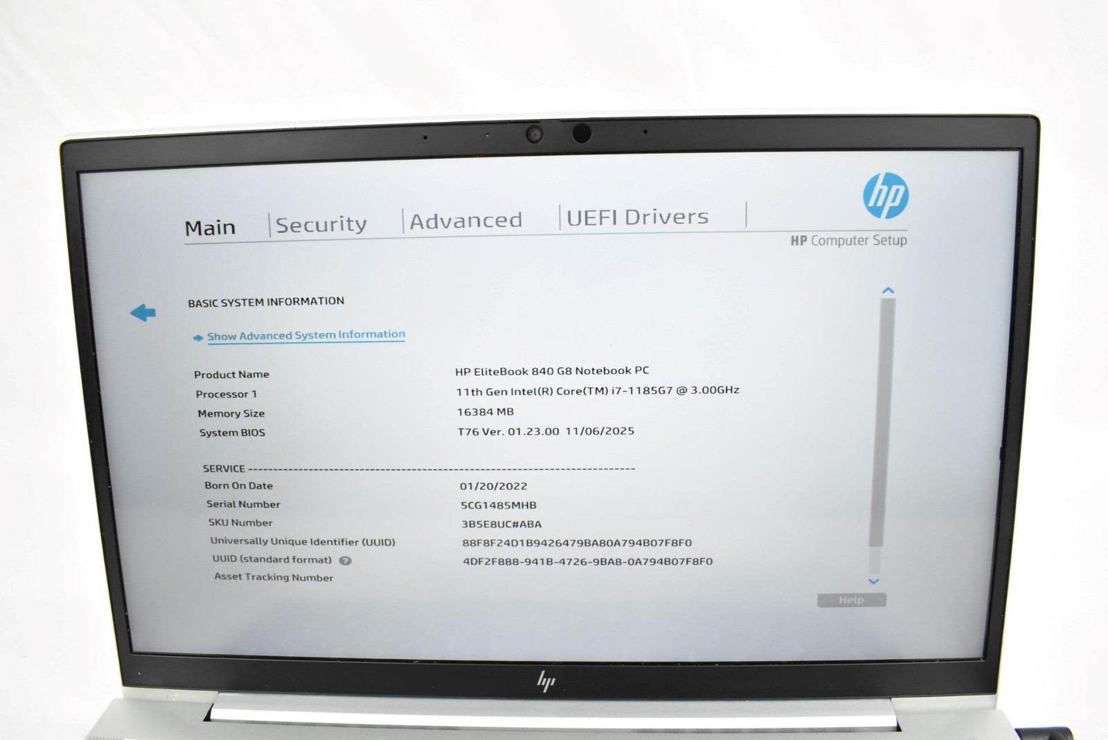 HP EliteBook 840 G8 Touch i7-1185G7 3.0GHz 16GB 256GB SSD 14″ No OS New Battery