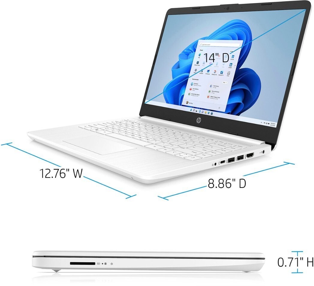 HP 2024 Newest Laptop 14″HD Intel 4-Core Up to 16GB RAM & 320GB Storage White