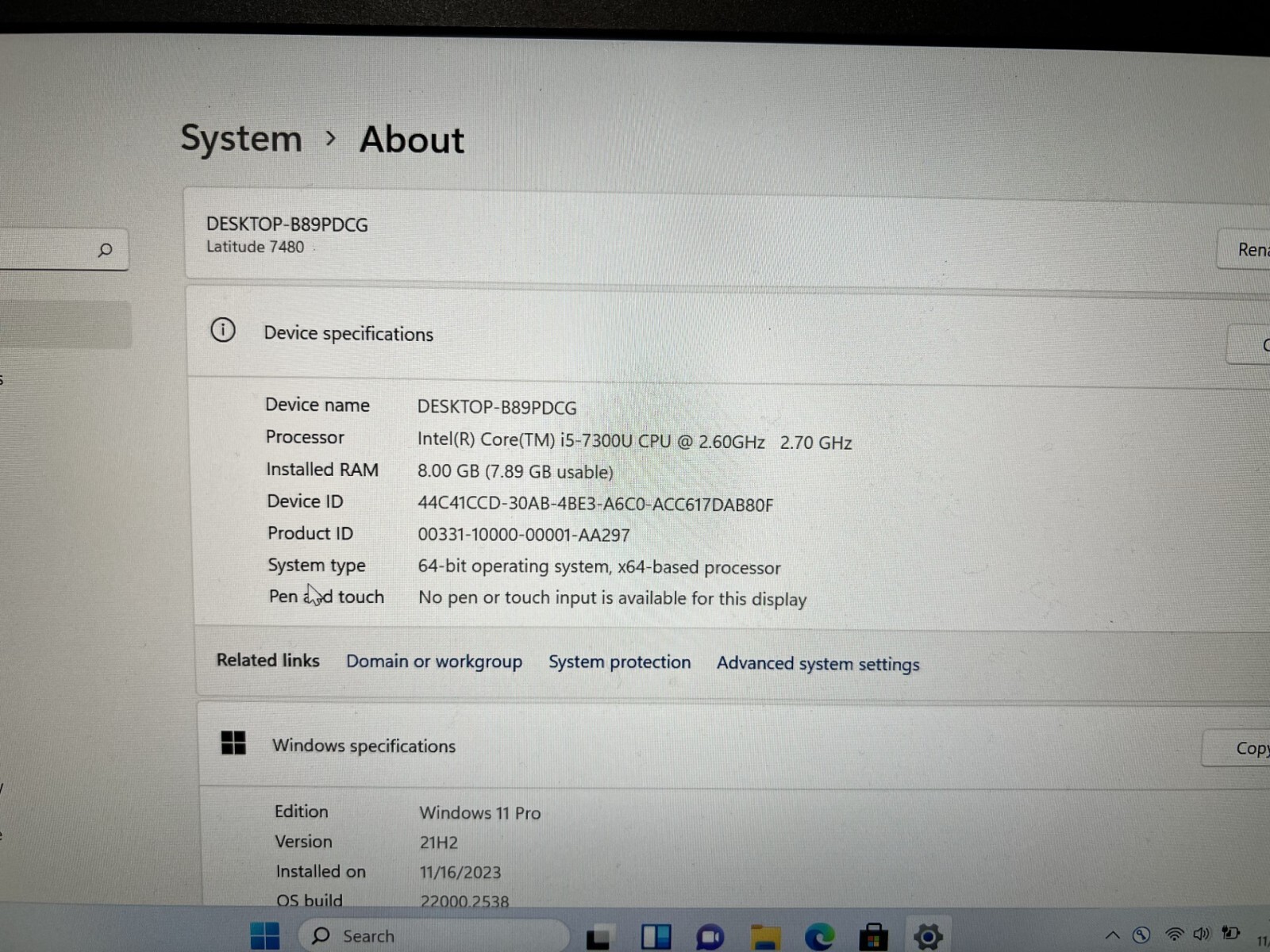 Dell Latitude 7480 14″ Intel Core i5 6th Gen 8GB RAM 256GB SSD Windows 11 Pro