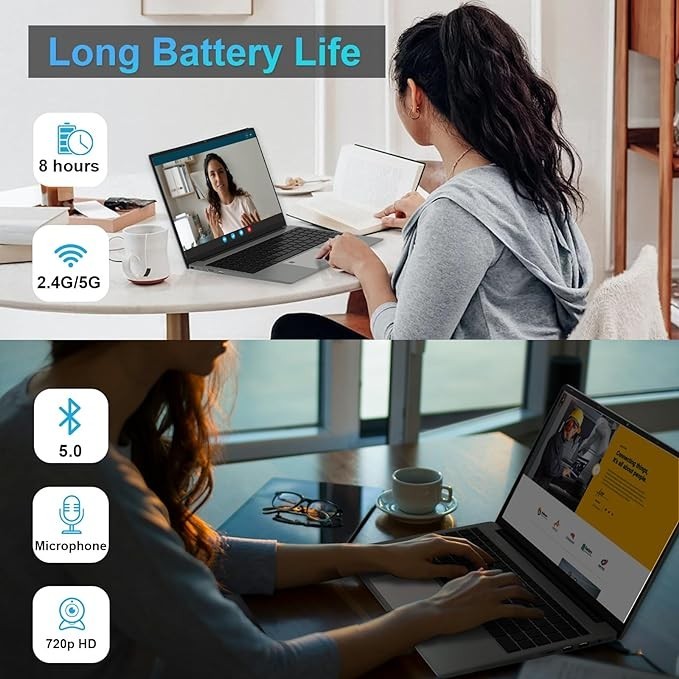 15.6″ FHD Laptop 16GB RAM 512GB SSD Intel Celeron N5095 Win 11 Pro Backlit KB