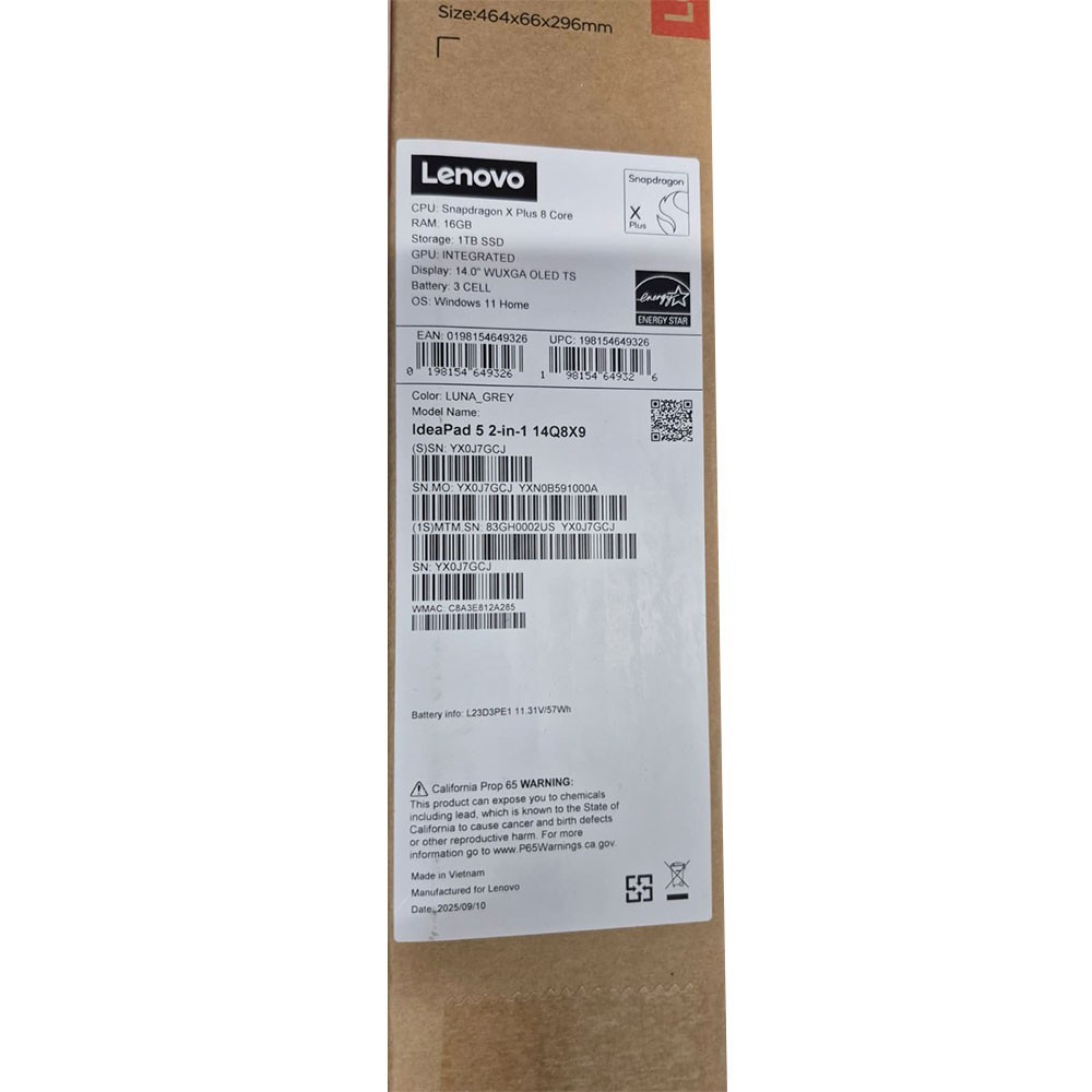Lenovo IdeaPad 5 2-in-1 14Q8X9 – 14″ WUXGA Snapdragon X 16GB RAM 1TB SSD W11