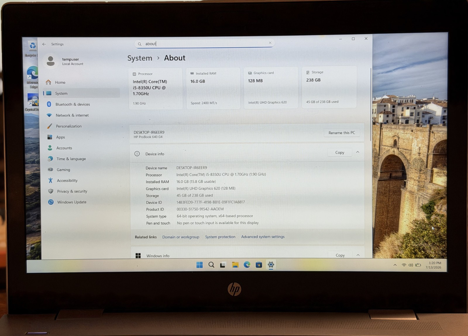 HP ProBook 640 G4 16GB RAM Intel Core i5-8350U@1.70GHz 14″ 45 Watt Power Adapter
