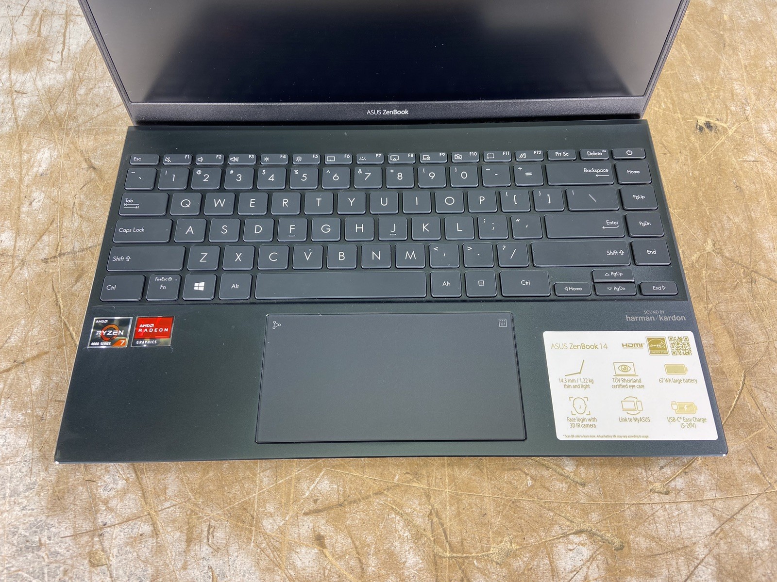 ASUS UM425I ZENBOOK RYZEN 7 4700U @ 2.0GHz, 16GB RAM, NO HDD/OS
