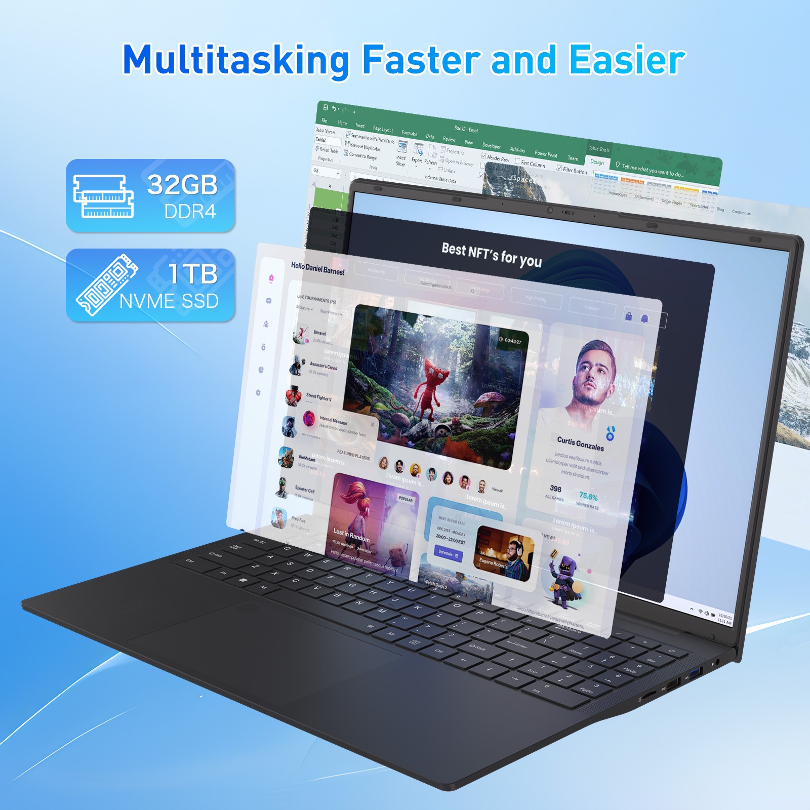 16″ Laptop R5 3500U 32GB RAM 1TB SSD Fingerprint Unlock Business Travel Notebook