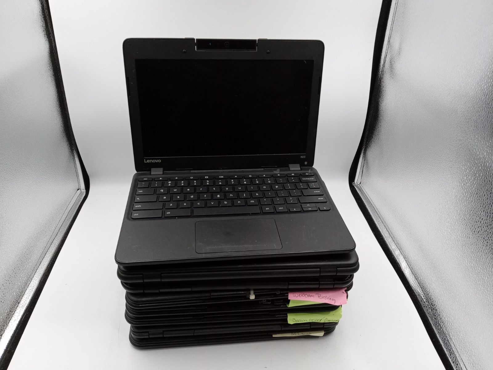 Lot of 8 – Lenovo N22 / N23 Chromebook Laptops – FOR PARTS – VARIOUS ISSUES -RR