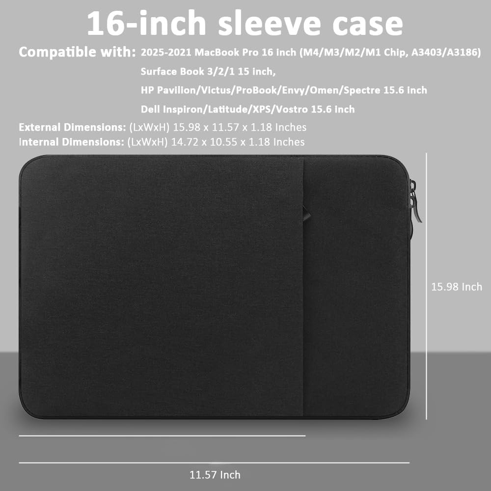 16-Inch Laptop Sleeve Case for 2026-2021 MacBook Pro 16.2 inch M5 M4 M3 A3428/A3
