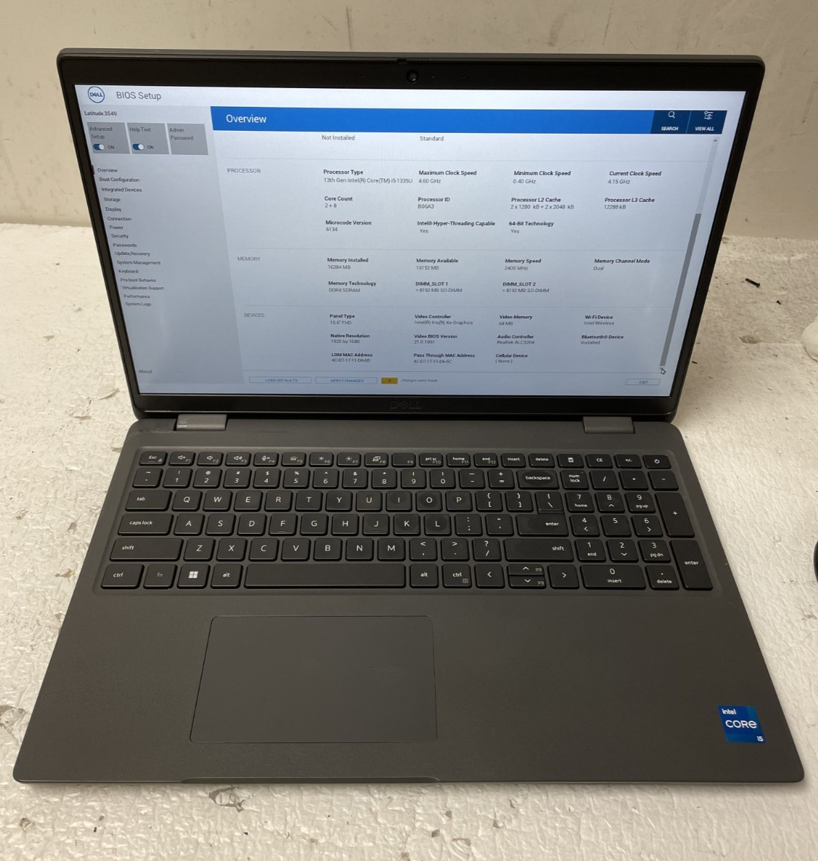 Dell Latitude 3540 Intel i5-1335U @4.60Ghz 16GB RAM NO SSD Parts *READ