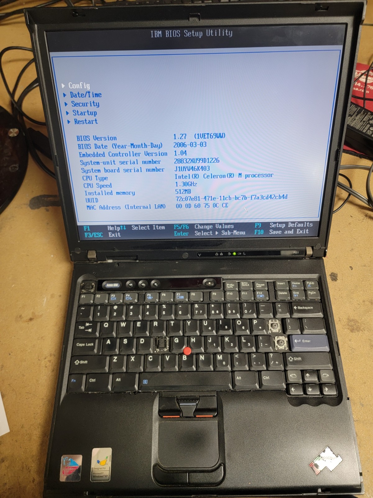 IBM THINKPAD R51 LAPTOP – PARTS ONLY – SEE DESCRIPTION