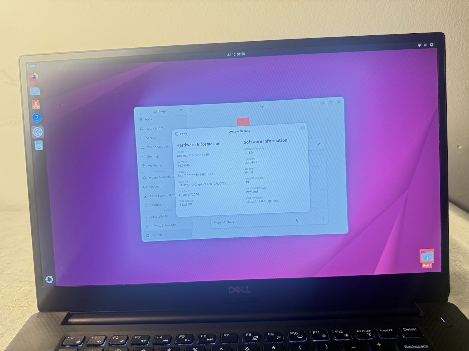 Dell Precision 5540 | i9-9880H 16GB Ram 512GB Quadro T2000 Workstation Laptop
