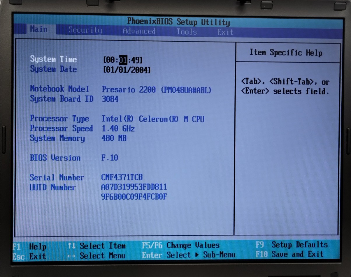 Vintage Compaq Presario 2200 14″ Laptop Celeron M 480MB RAM 40GB HDD WinXP H4062