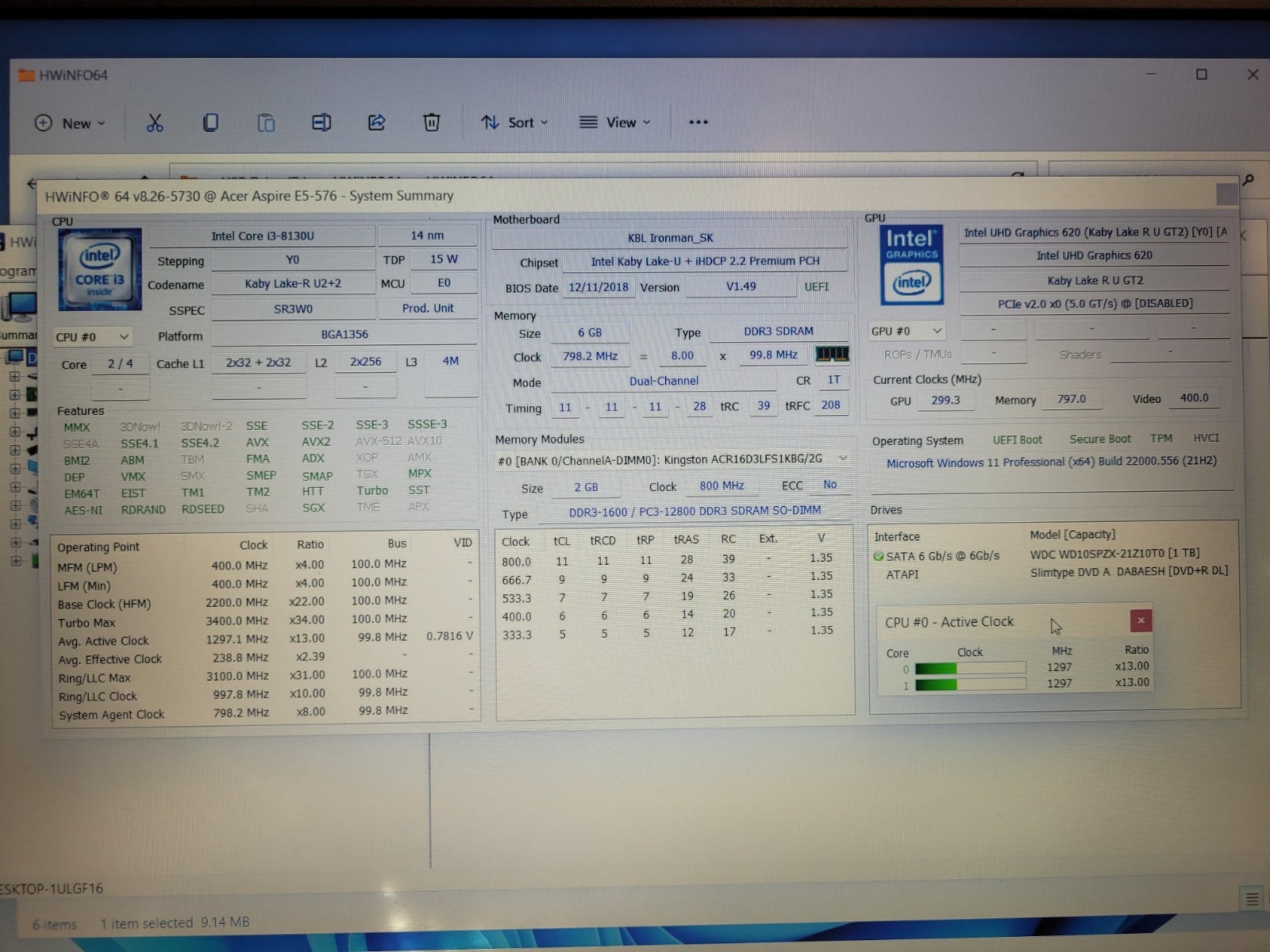 Acer aspire E5-576 16.6″ i3-8130u 2.2ghz 6gb ram 1tb hdd NXGRYAA0019180BC847600