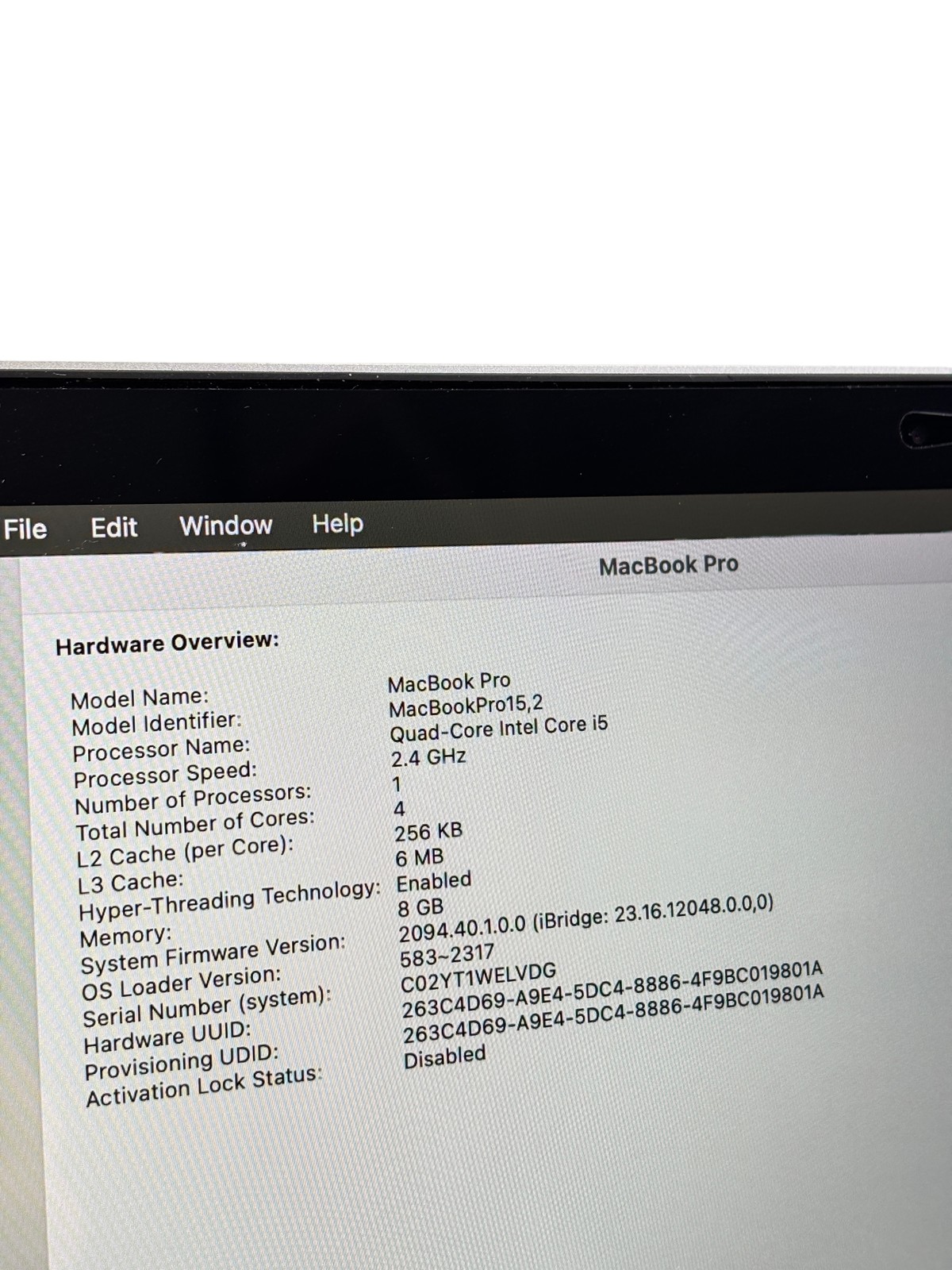 Apple MacBook Pro 2019 MV992LL/A Core i5-8279U 2.4GHz 8GB RAM 256GB SSD 13.3″ La