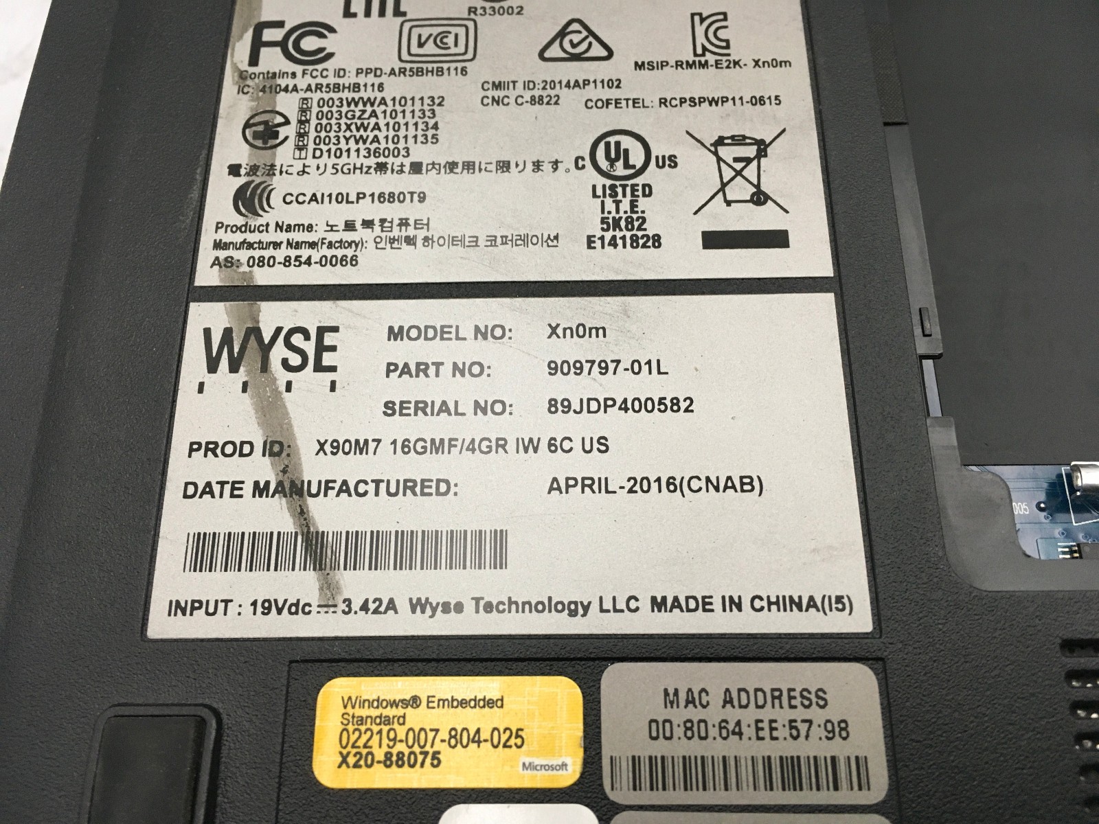 WYSE XN0M LAPTOP – FOR PARTS/LOCKED BIOS – AMD G-T56N – 4GB RAM – READ DESC – BB