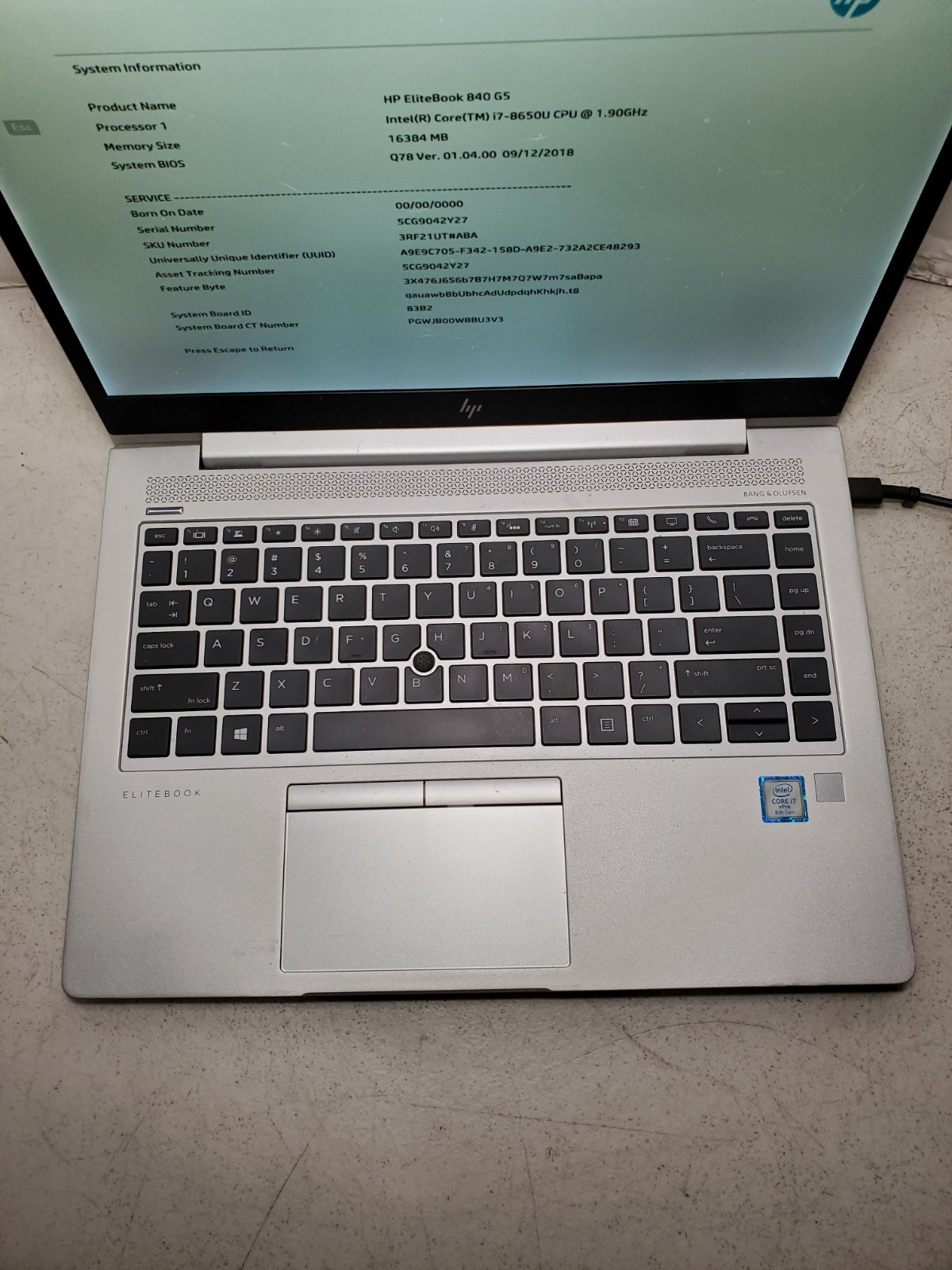 HP EliteBook 840 G6 14″ Laptop – i7-8650U 16GB RAM No SSD/OS! READ! #69