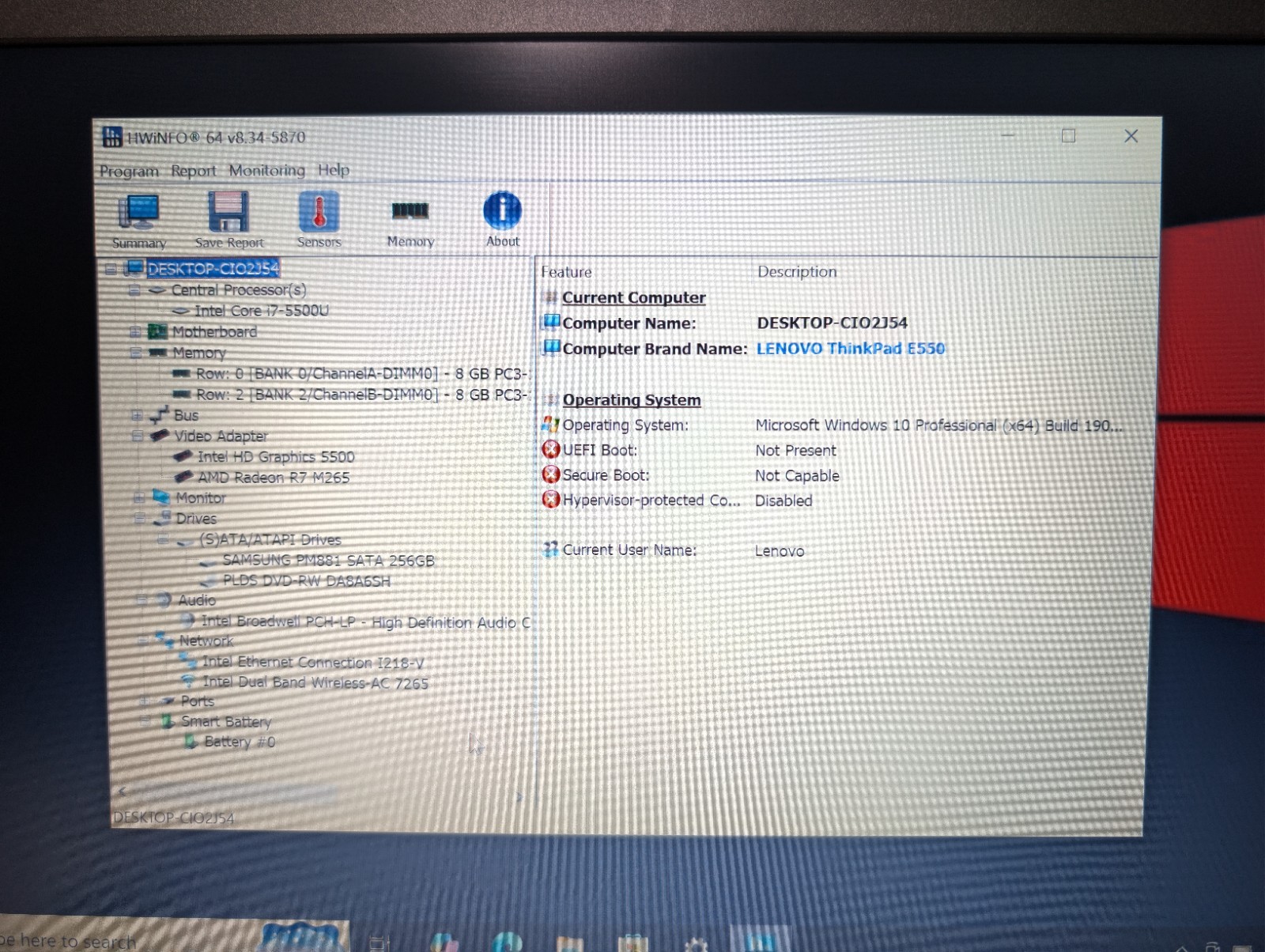 Lenovo ThinkPad E550 | i7 5th 16GB RAM 256GB SSD | AMD DVD-RW FHD Win 10 Pro