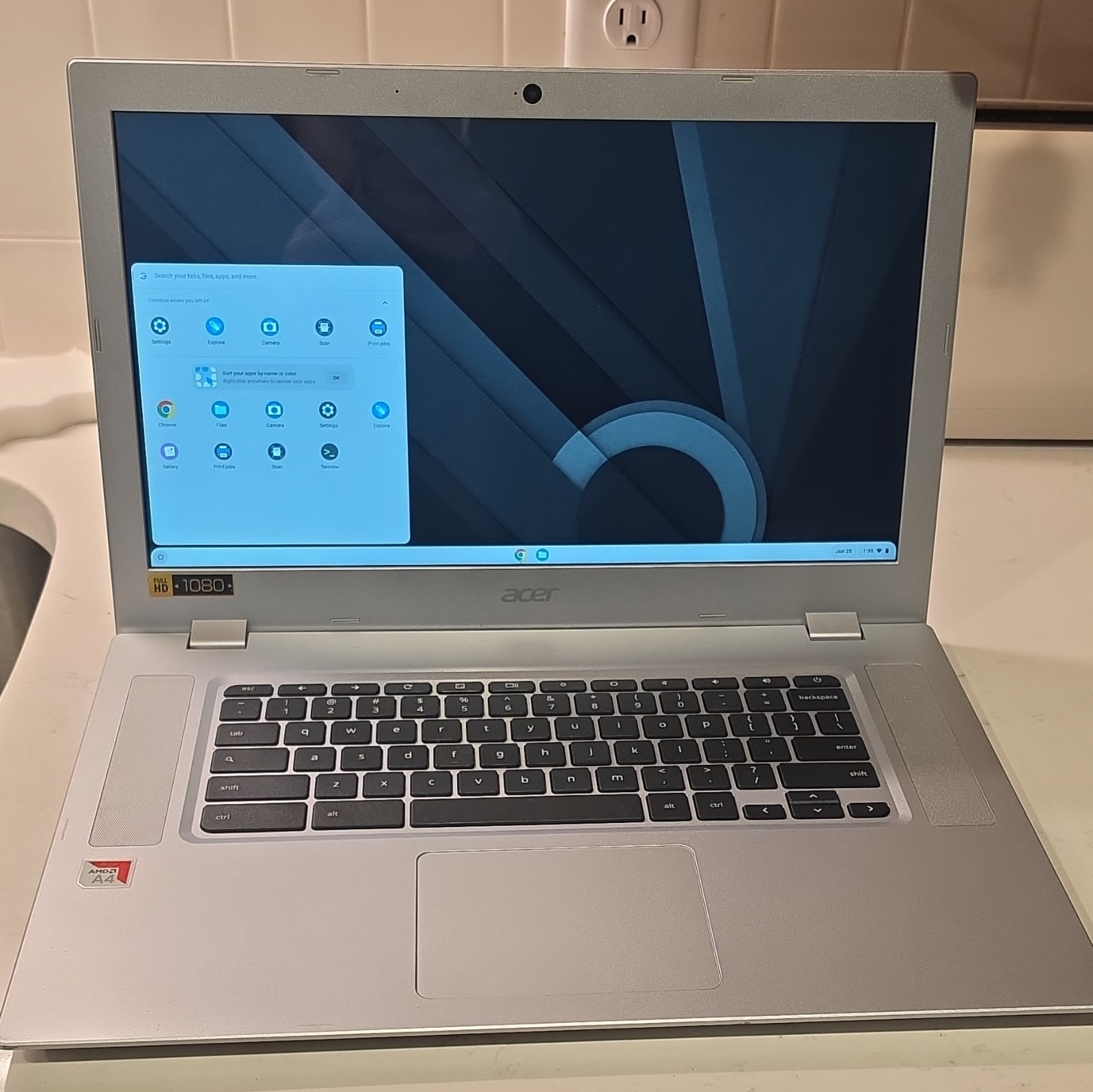 Acer Chromebook 14in Silver AMD A4 4GB RAM 32GB eMMC Chrome OS 1080p