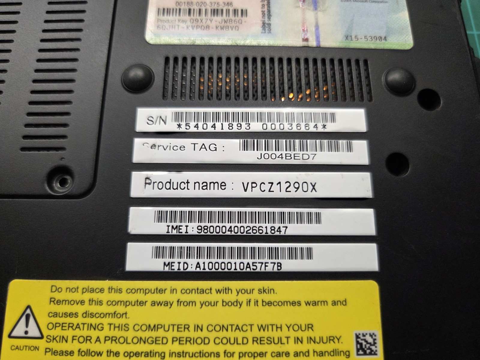 Sony Vaio VPCZ1290X Laptop Working Clean Repasted Win 7 Good Battery
