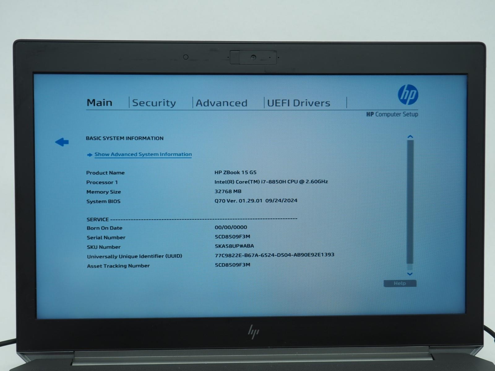 HP ZBOOK 15 G5 15.5″ Intel Core i7-8850H 2.60GHz 32GB RAM 512GB NVMe Grade C
