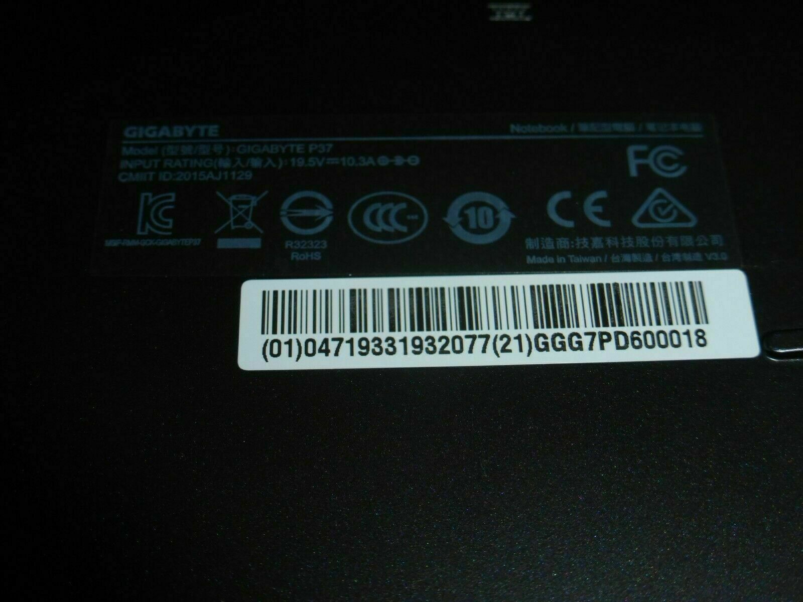 Gigabyte P37XV6-PC4K4D P37X v6 Laptop i7-6700HQ 16GB 512gb+1tb Geforce Gtx 1070