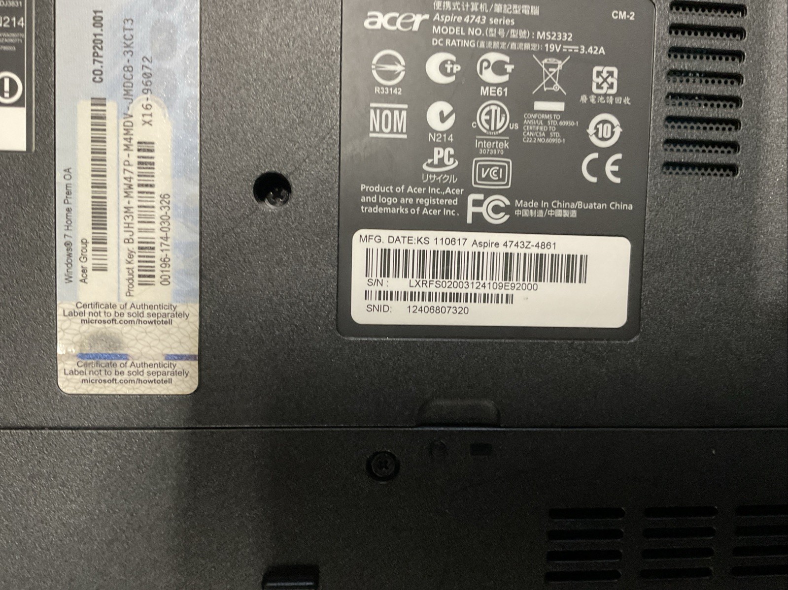 ACER ASPIRE 4743Z-4861