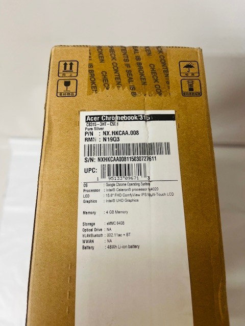 Acer 15.6″ Touchscreen Chromebook 315 in Pure Silver CB315-3HT-C5D3- NEW/SEALED
