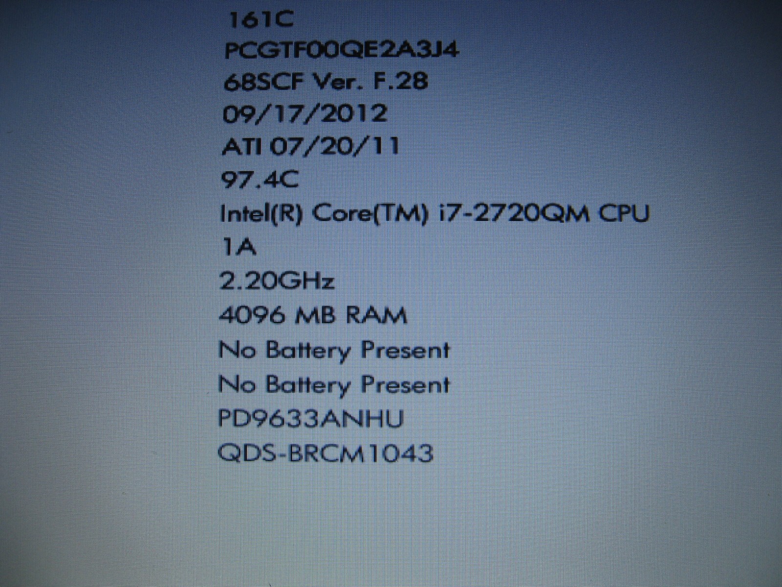 HP Elitebook 8460p Intel Core i7 2720QM 2.20GHz 4GB RAM 320GB HD NO OS AS-IS HDD
