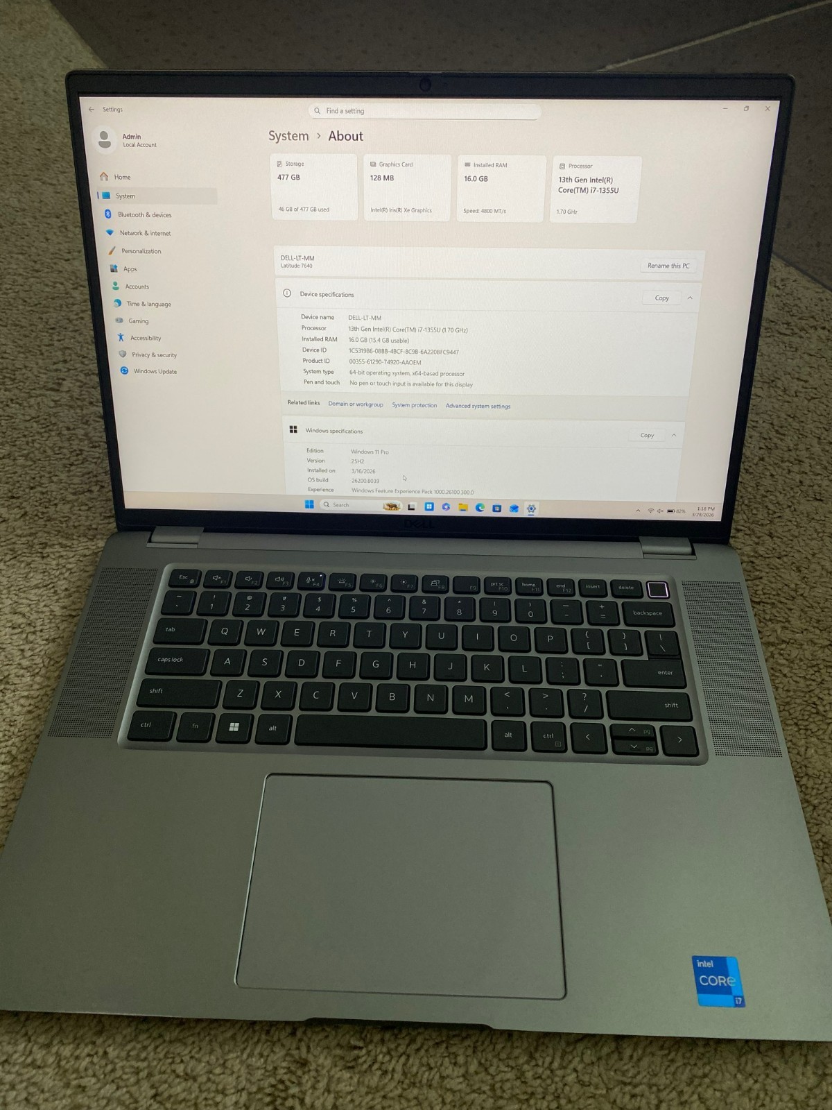 Dell Latitude 7640 16″ FHD Laptop i7-1355U vPro 16gb LPDDR5 512g NVME Win 11 Pro