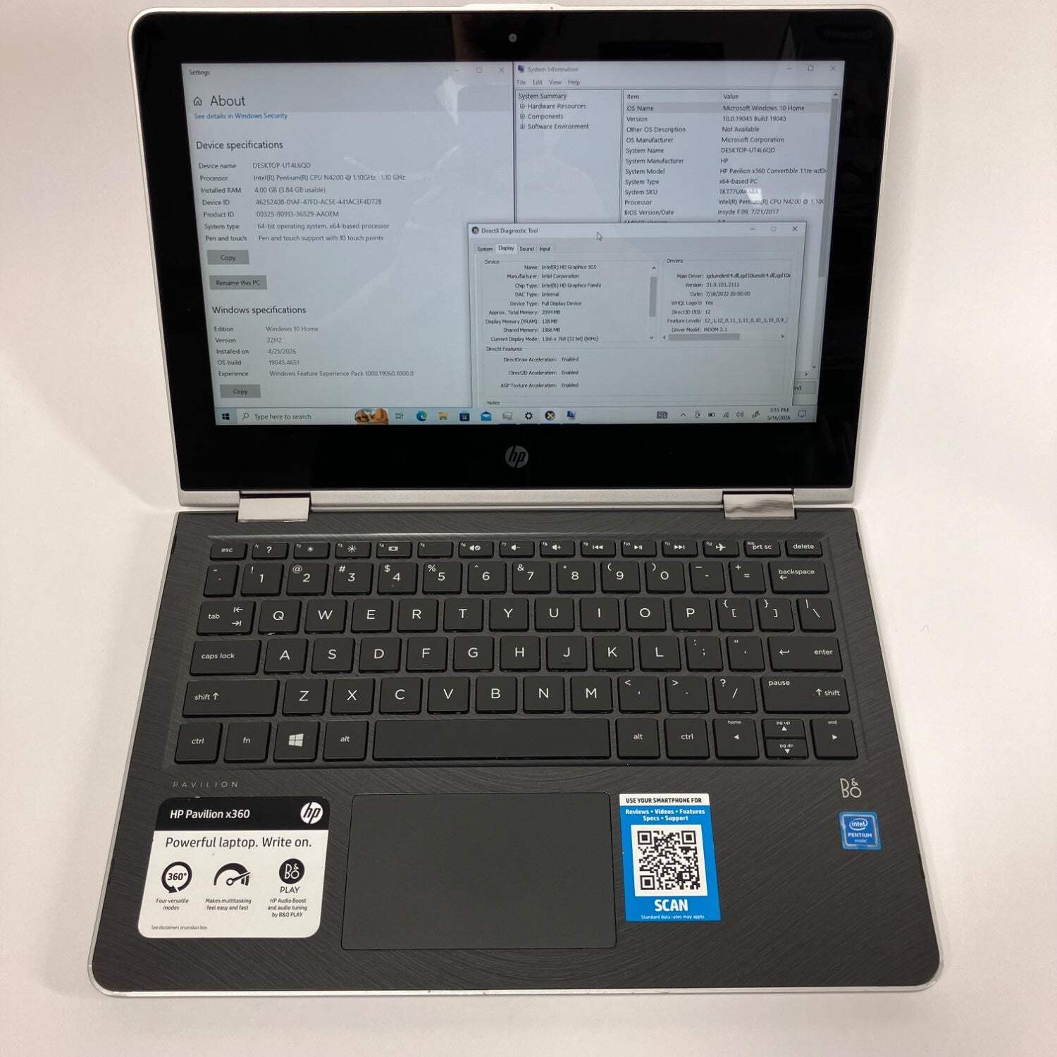 HP Pavilion x360 11M-AD013DX 15.6″ Pentium N4200 1.1GHz 4GB RAM 250GB SSD