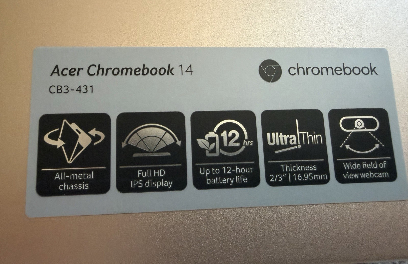 Acer Chromebook 14 CB3-431 Full HD IPS 14″ All-Metal Ultra Thin Silver Chrome OS