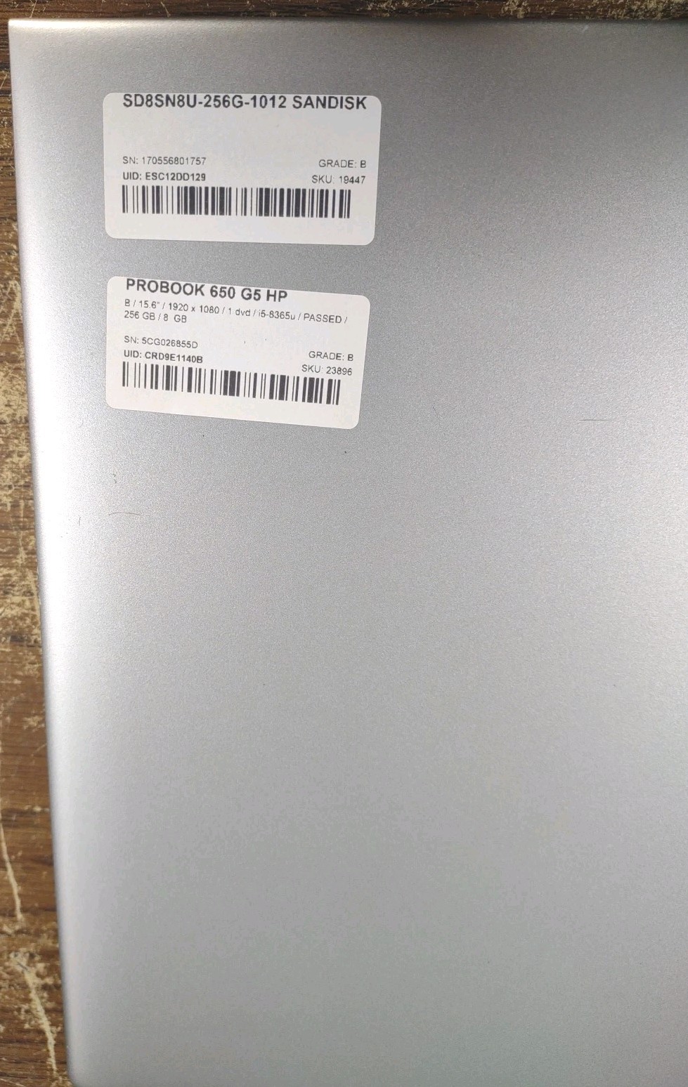 HP Probook 650 G5 LAPTOP 15.6 W/ i5-8365U 1.60GHz, 8GB, 256GB.