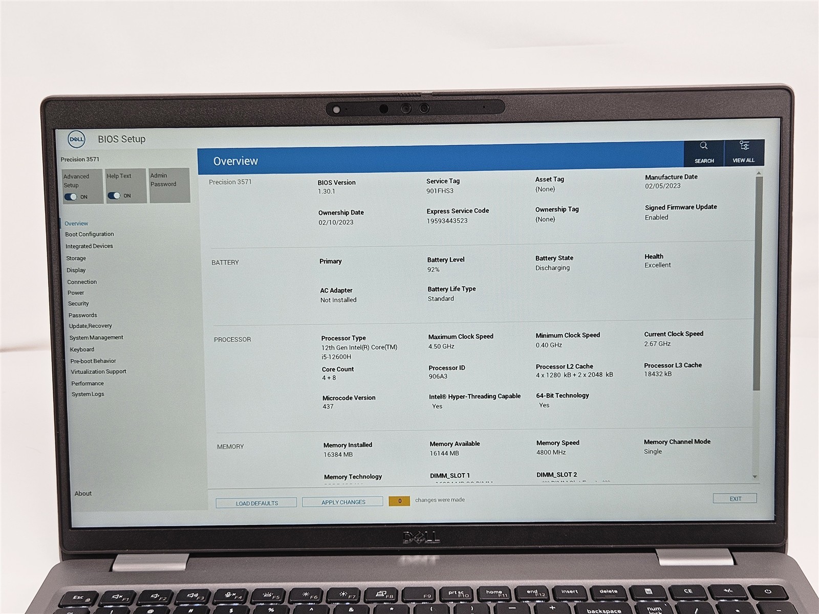 Dell Precision 3571 P104F 15.6″ Core i5-12600H 2.7GHz 16GB 256GB SSD