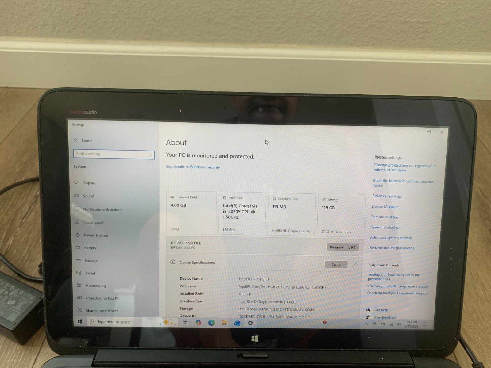 HP Split 13 x2 PC 13.3” Touchscreen Intel Core i3-4012Y 1.5GHz 4GB RAM 128GB SSD