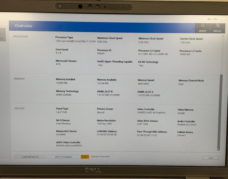DELL LATITUDE 5431 FHD i7-1270P 16GB No HDD/OS MX550 Laptop~ (Bios Locked)