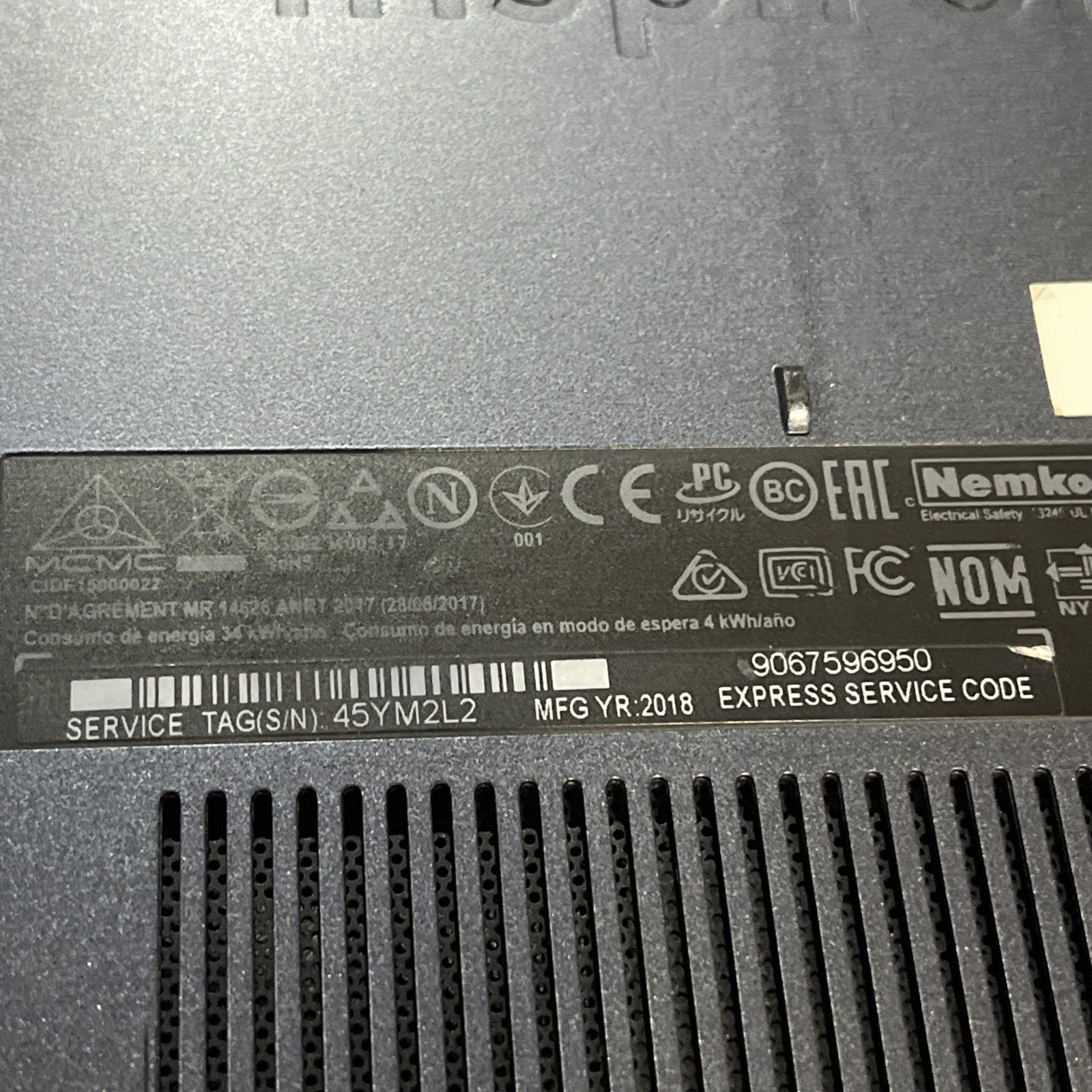 DELL INSPIRON 5570 INTEL CORE I3-8145U 2.20GHZ 12GB RAM NO HD