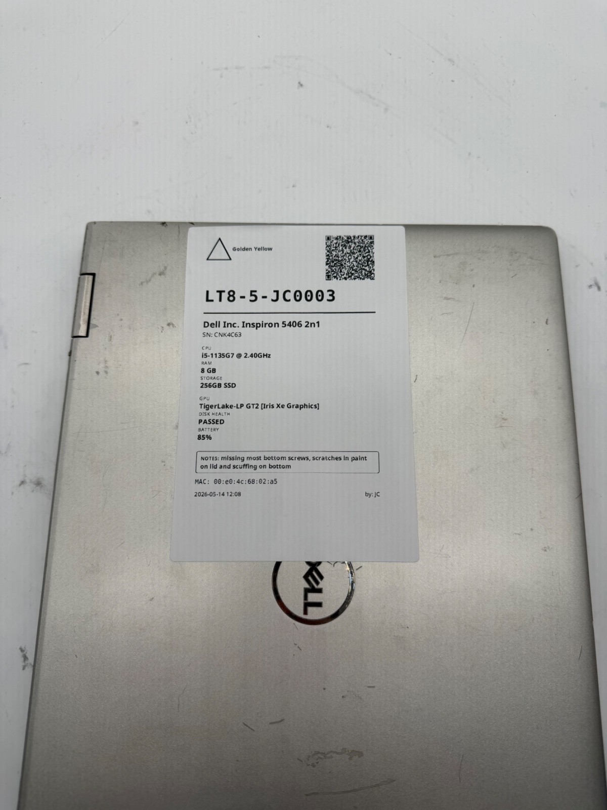 Dell Inspiron 5406 14″ Laptop i5-1135G7 8GB RAM 256GB SSD Windows 11 Pro Used RD