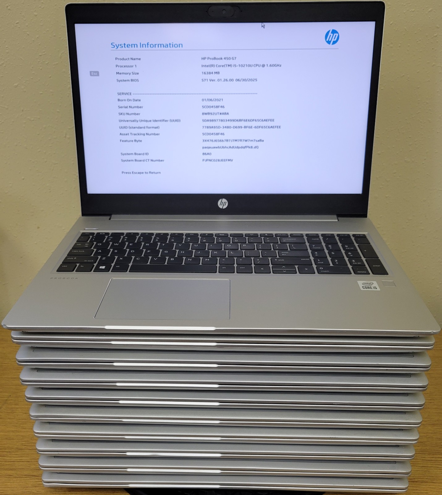 (Lot of 10)HP ProBook 450 G7 i5-10210U 1.60GHz 16GB No OS/SSD **BIOS LOCKED**