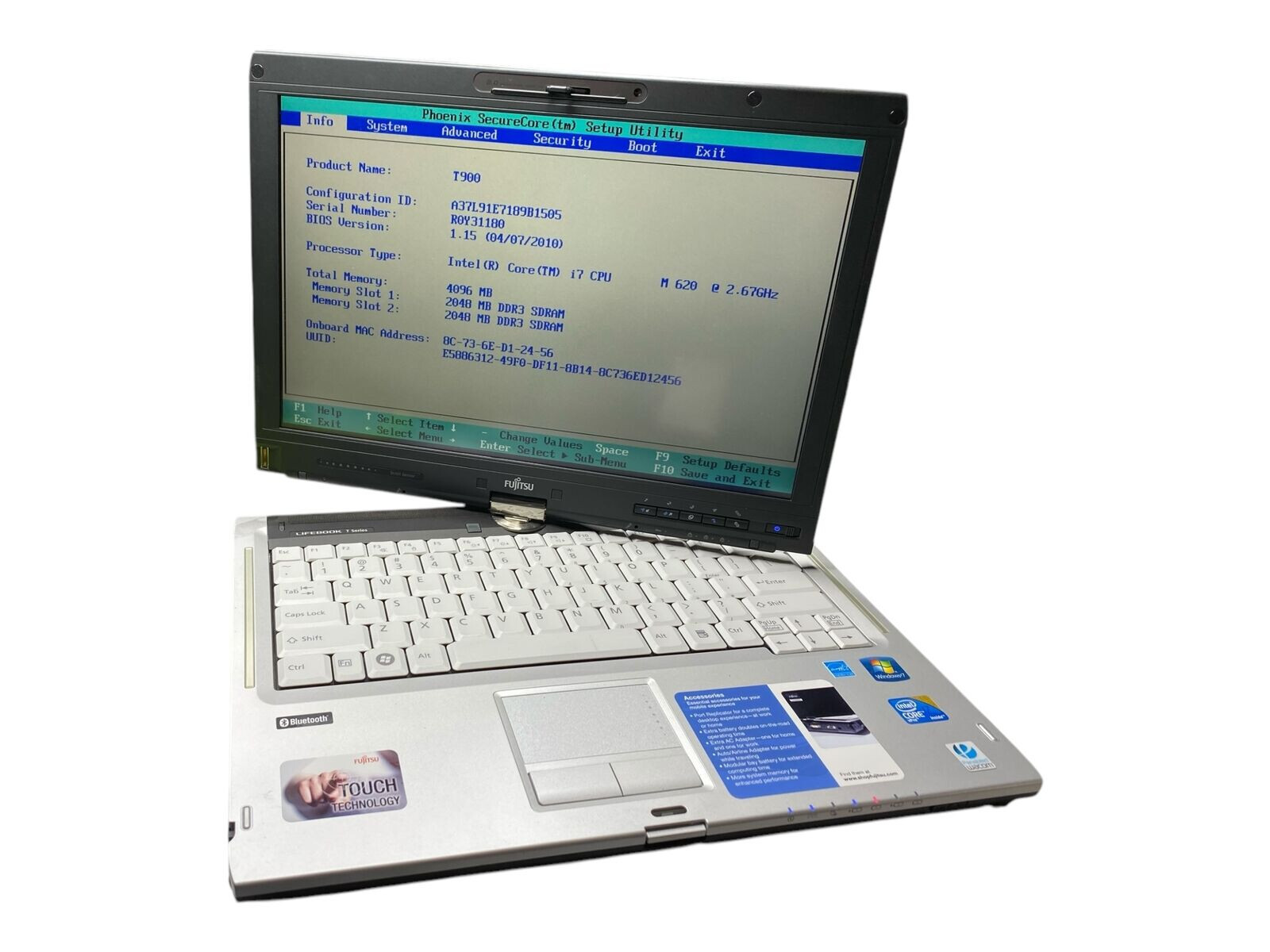 Fujitsu LifeBook T900 i7-M 620@2.67GHZ 8GB/1TB HDD Win7Pro&Offce2016Pro
