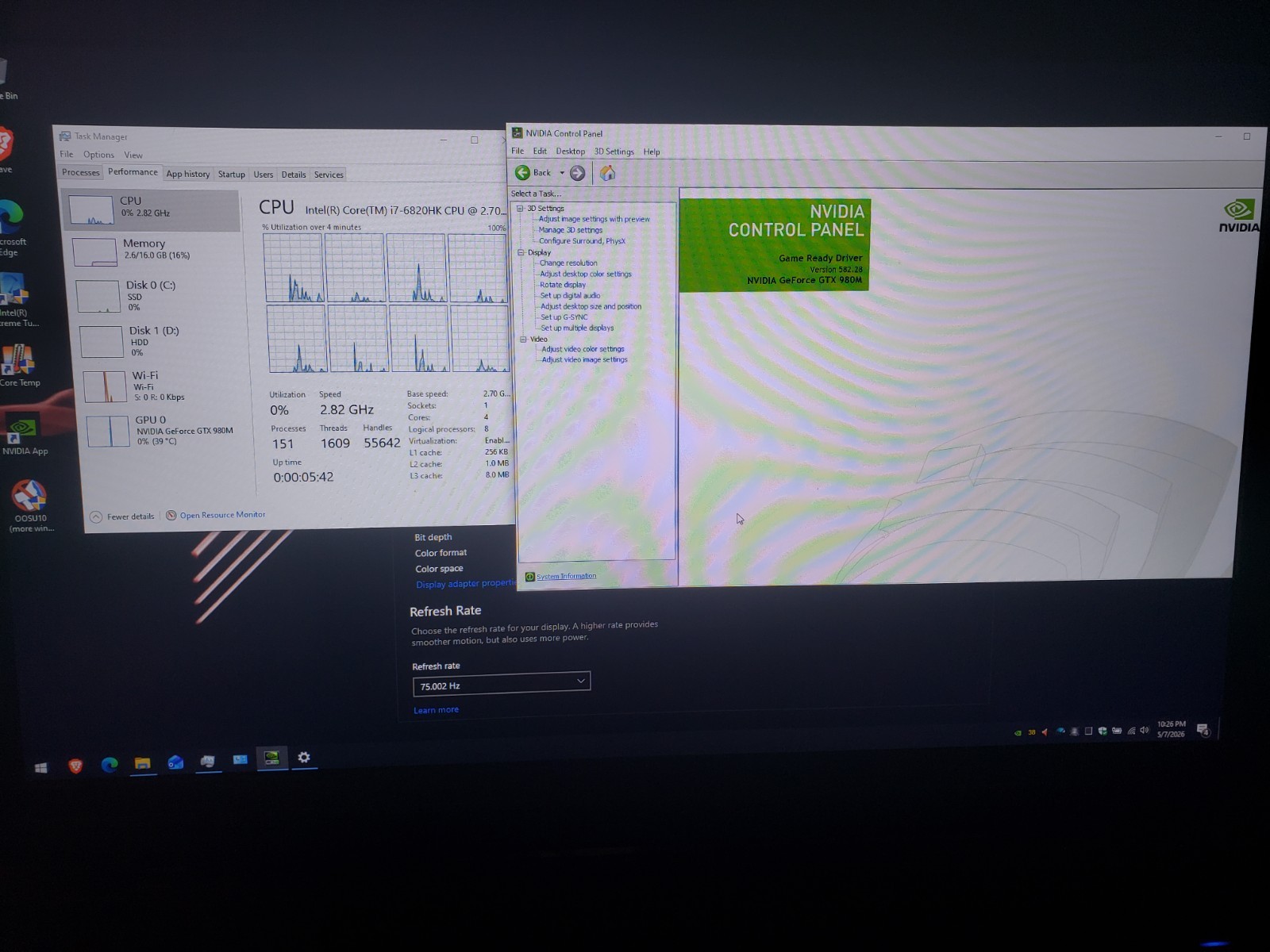Sager Clevo P670RG 75hz Gsync i7 6820hk 16gb DDR4 GTX 980M 8GB 240gb+2tb Win10