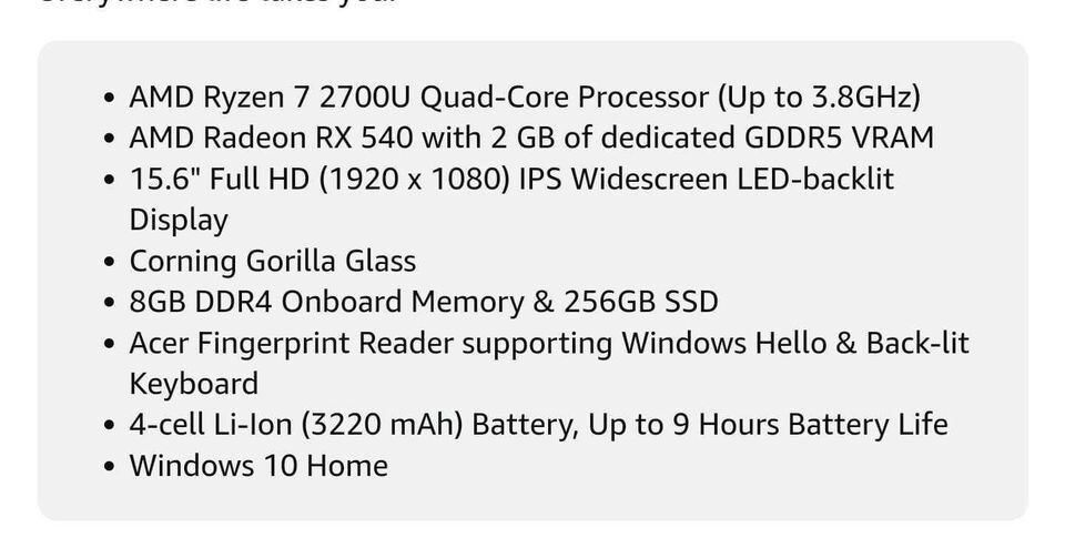 2019 Acer Swift 3 SF315-41G Laptop 15.6 Inch