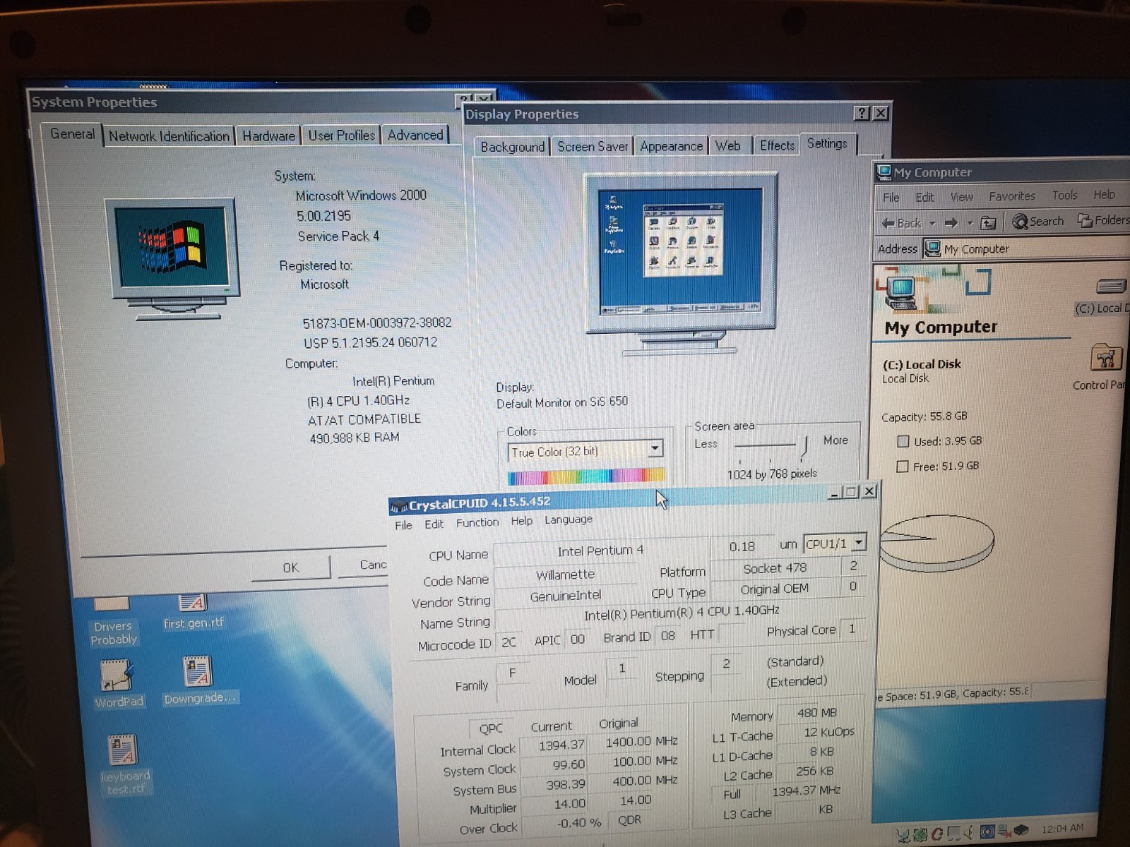 Very Rare Prostar Clevo D610su Pentium 4 Willamette 1.4ghz Vintage Gaming Win2k