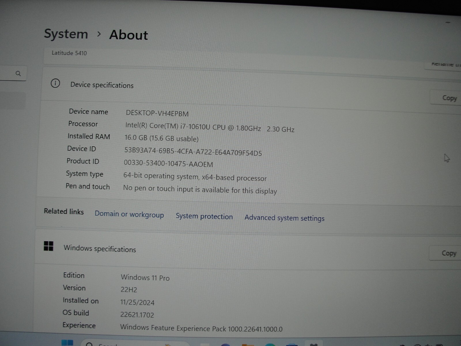 Dell Latitude 5410 HD Intel Core i7-10610U 1.8GHz 16GB 256GB SSD+ Charger
