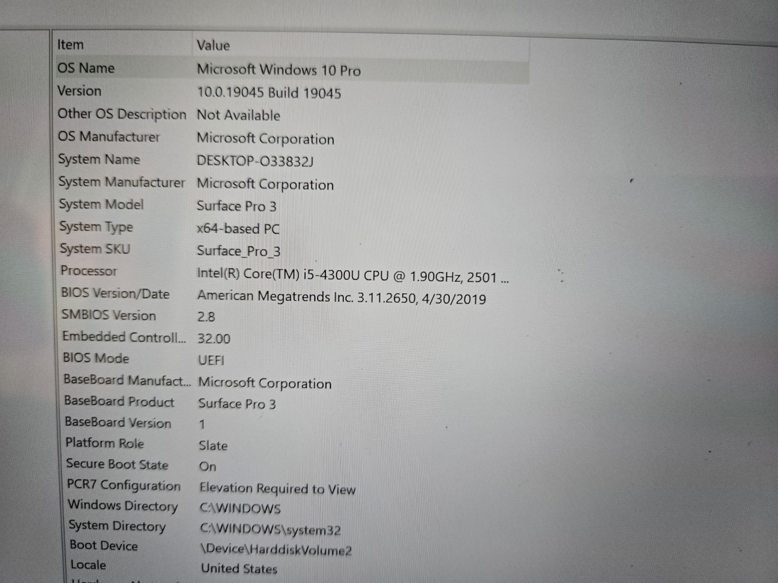 Microsoft Surface Pro 3 i5-4300U @ 1.90 GHz 8GB RAM 256GB SSD WIN 10 PRO