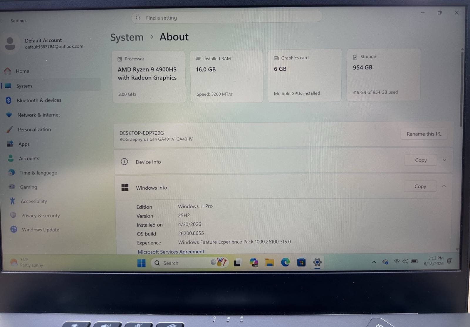 ASUS ROG Zephyrus G14 AniME Matrix GA401IV-XS96 Ryzen 9 16GB 1TB SSD RTX 2060
