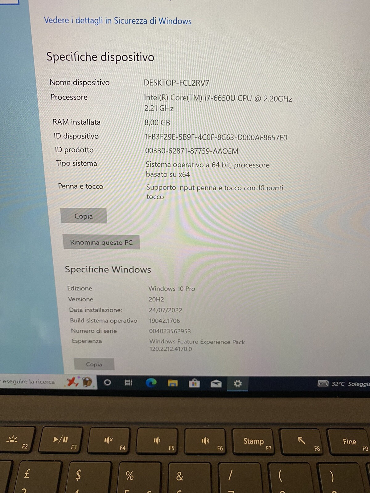 MICROSOFT SURFACE PRO 4 INTEL CORE i7-6650U 2.20GHz 12.3″ 8GB RAM 256GB HD WIN10
