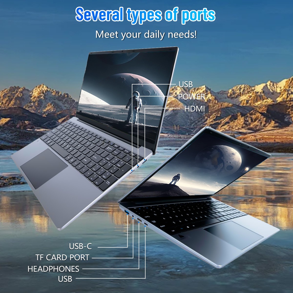 15.6 inch Laptop 16GB+512GB Windows 11 Computers 2.4G/5G WiFi Bluetooth Type-C
