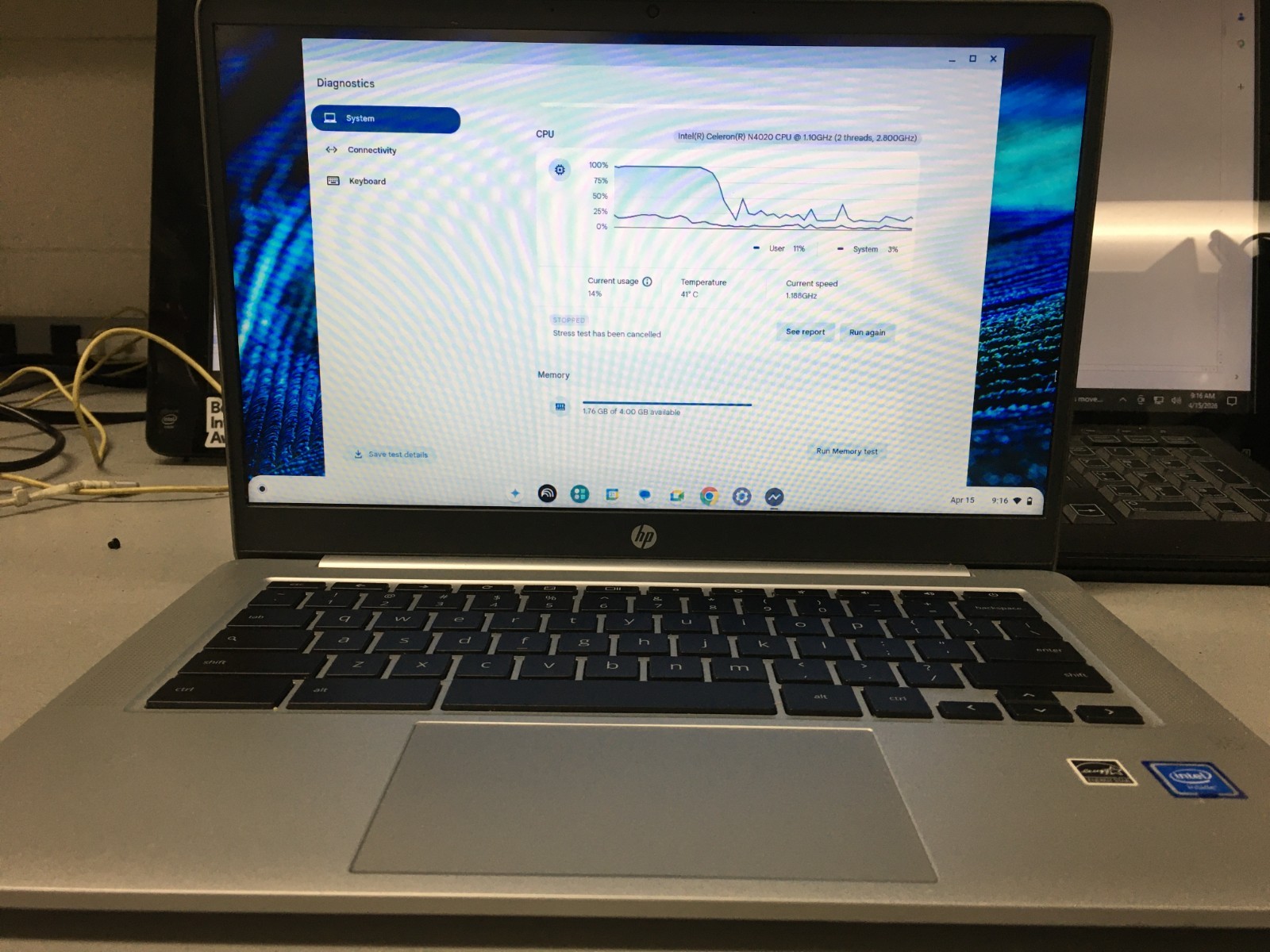 HP Chromebook 14a 14″ Intel Celeron N4020@1.10GHz 4GB 32GB w/PA | C729