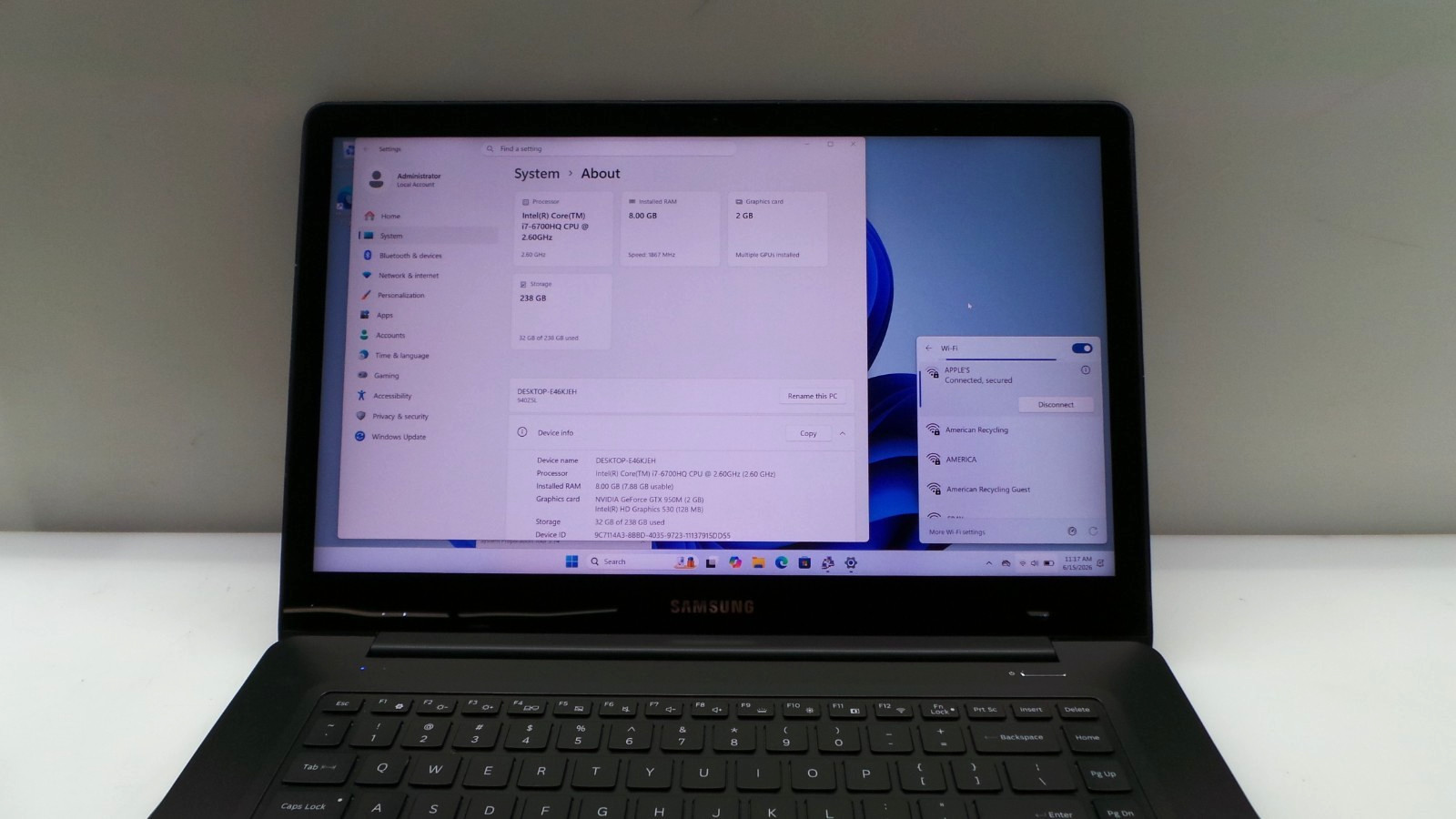 Samsung Notebook NP940Z5L | 15.6″ Touchscreen | i7-6700HQ | 8GB 256GB SSD | W11P