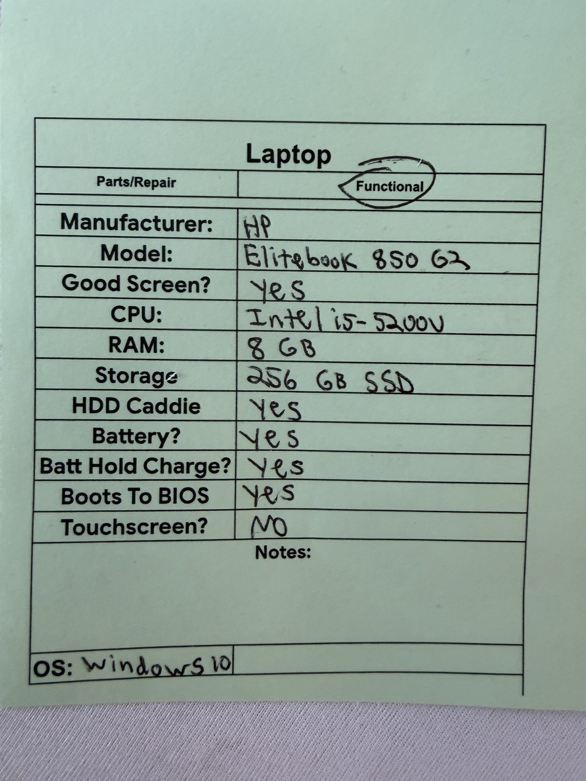 HP Elitebook 850 G2 Laptop – Good Screen – Intel i5-5200U – RAM 8 GB – Read Des